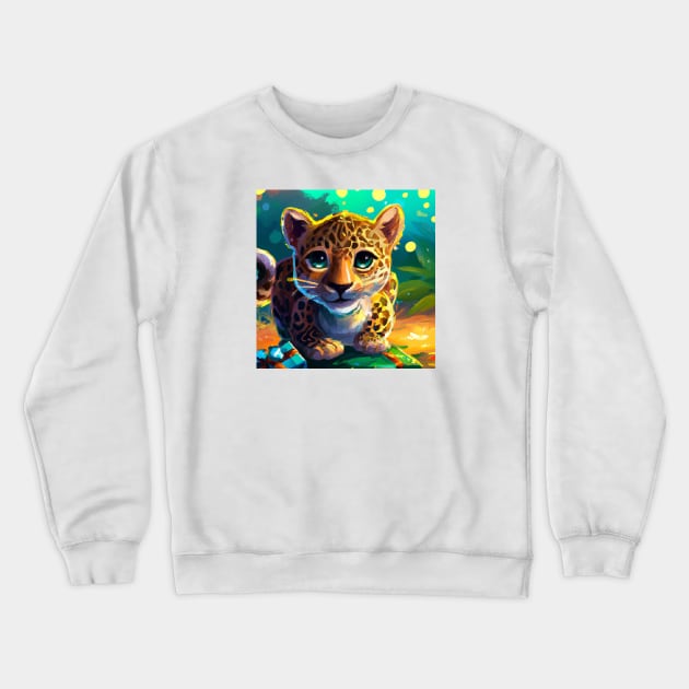 Cute Leopard Drawing Crewneck Sweatshirt by Play Zoo